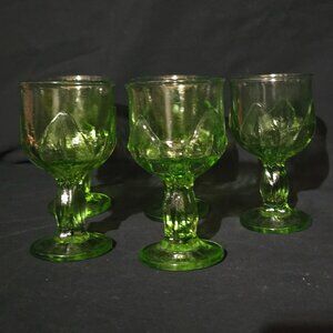 Vtg 1970's USA Franciscan Cabaret Green Glassware Water Goblet 6" (x5)